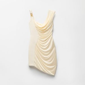 Envers-Satin Cr??pe Draped Mini Dress