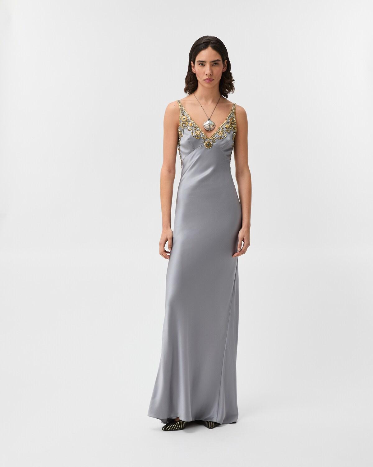 Embroidered Silk Cady Satin Gown - Image 2