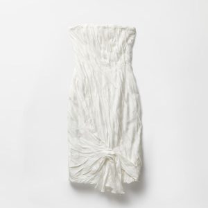 Draped Envers-Satin Strapless Midi Dress