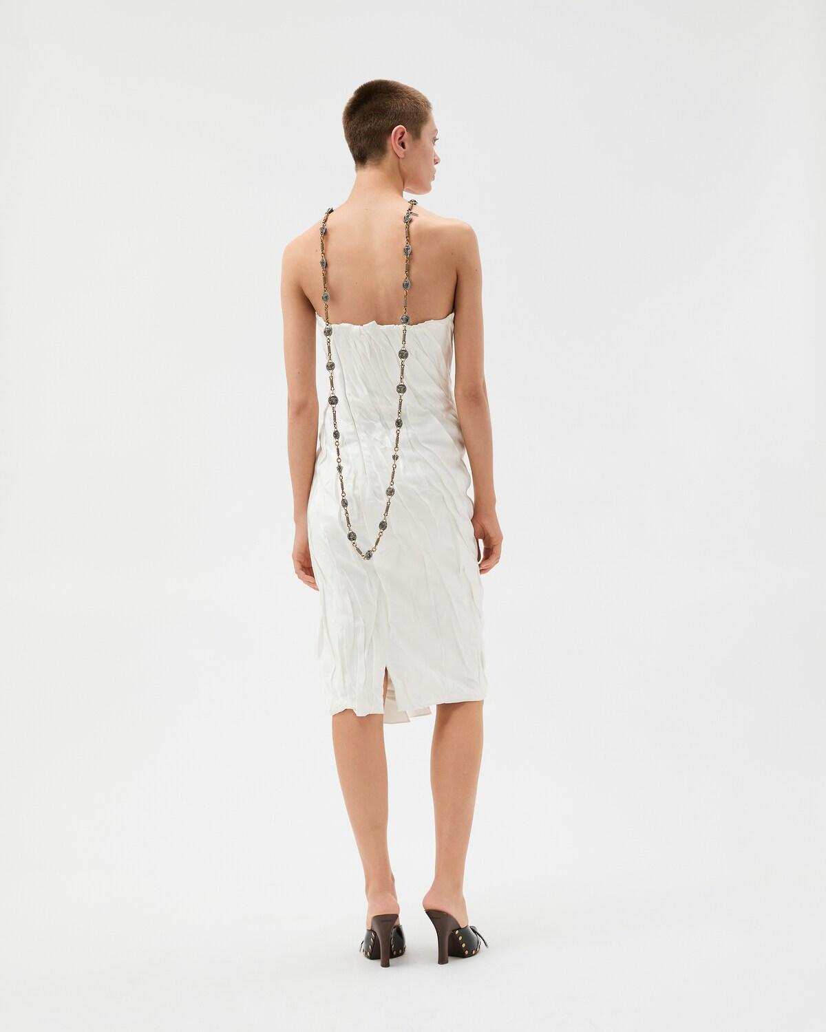 Draped Envers-Satin Strapless Midi Dress - Image 3