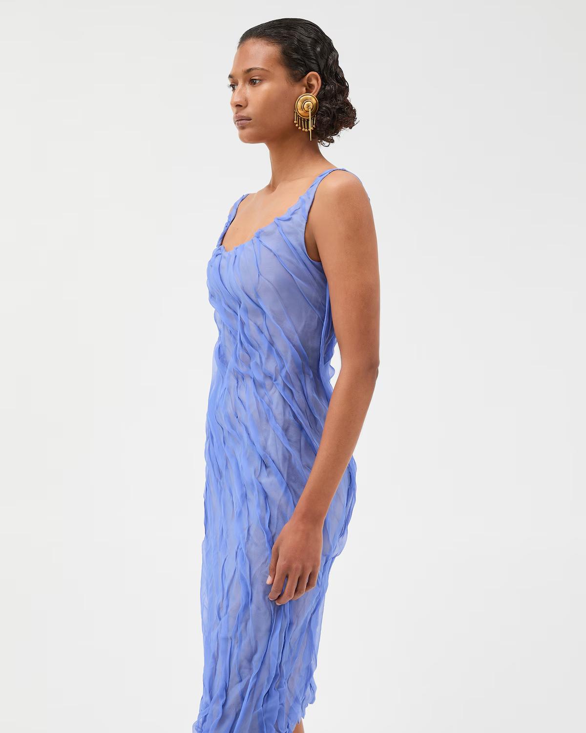 Draped Silk-Chiffon Midi Dress - Image 4