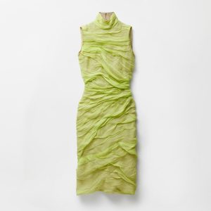 Silk-Chiffon Draped Midi Dress