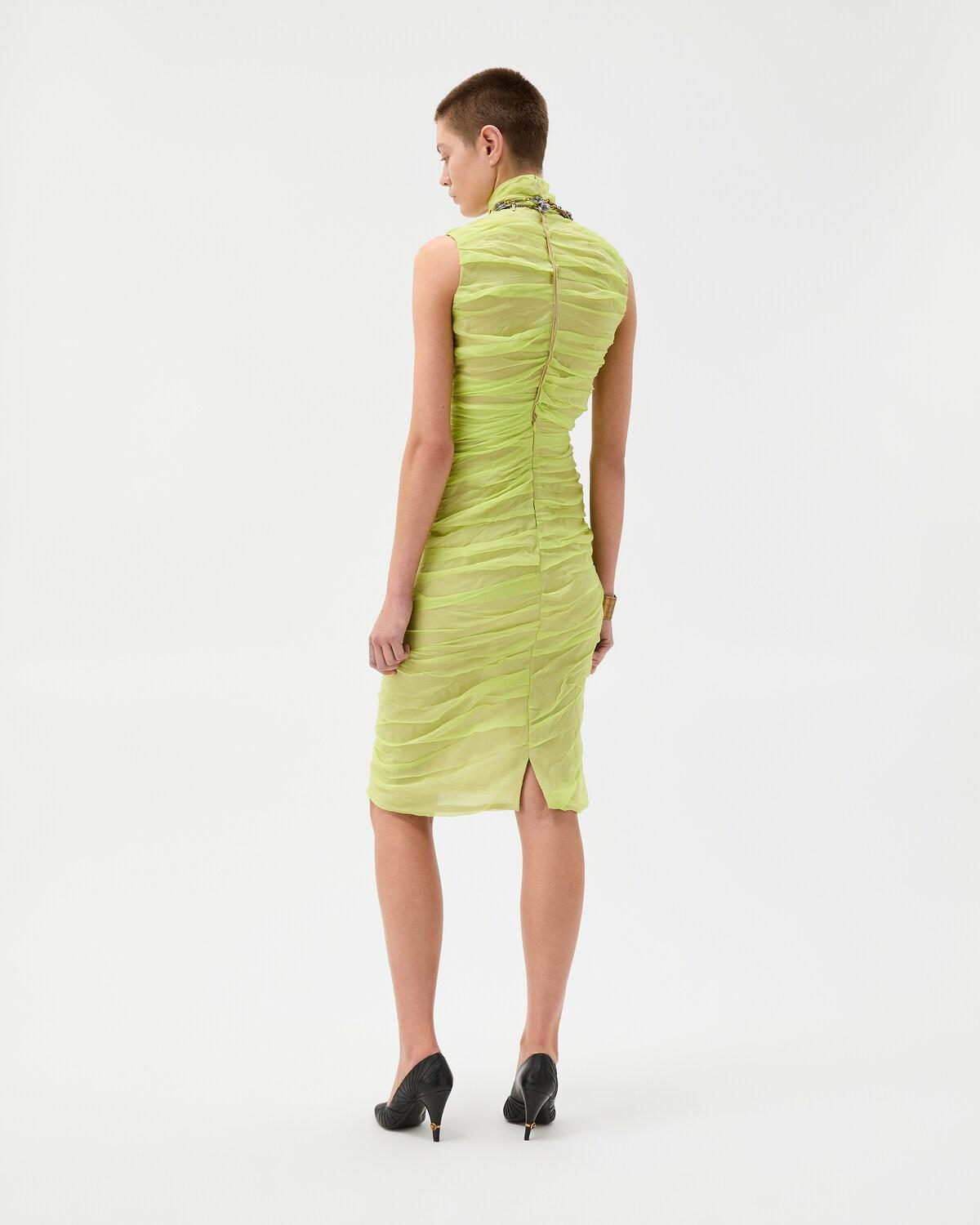 Silk-Chiffon Draped Midi Dress - Image 3