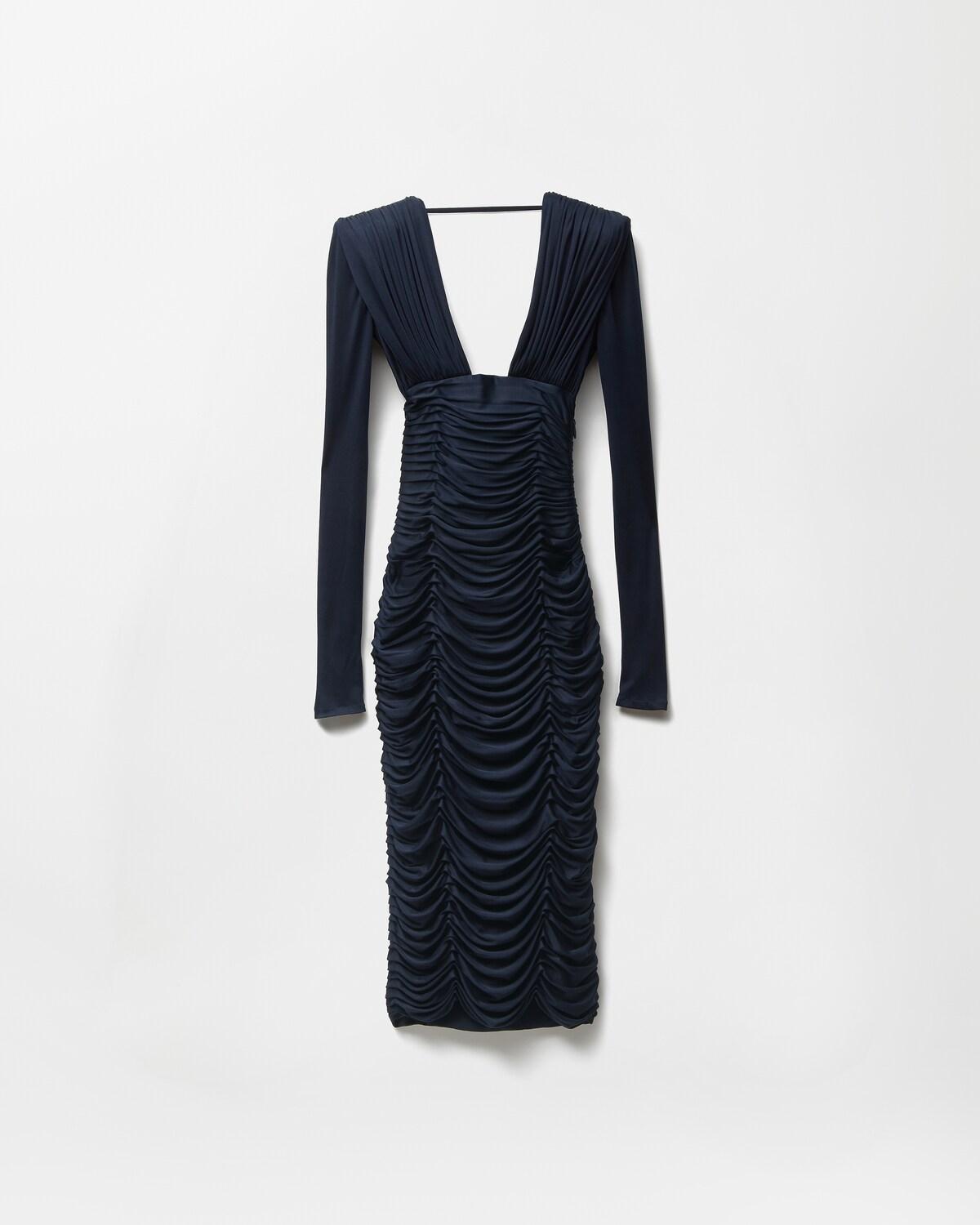 Draped Silk Cr??pe Jersey Midi Dress