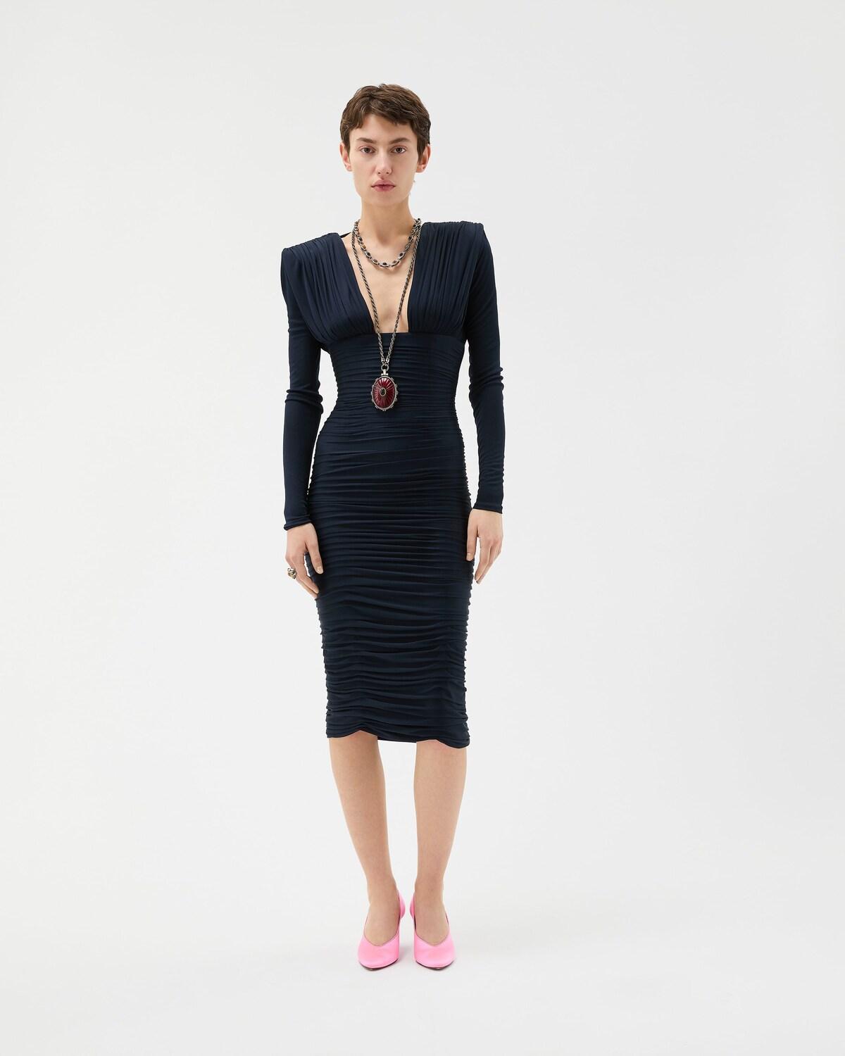 Draped Silk Cr??pe Jersey Midi Dress - Image 2
