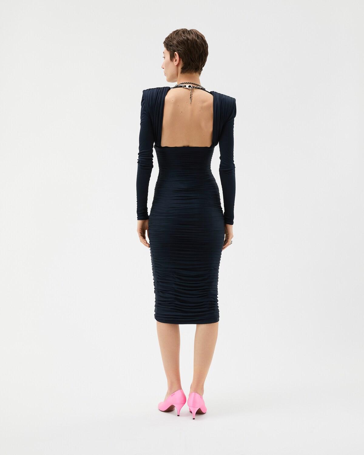 Draped Silk Cr??pe Jersey Midi Dress - Image 3