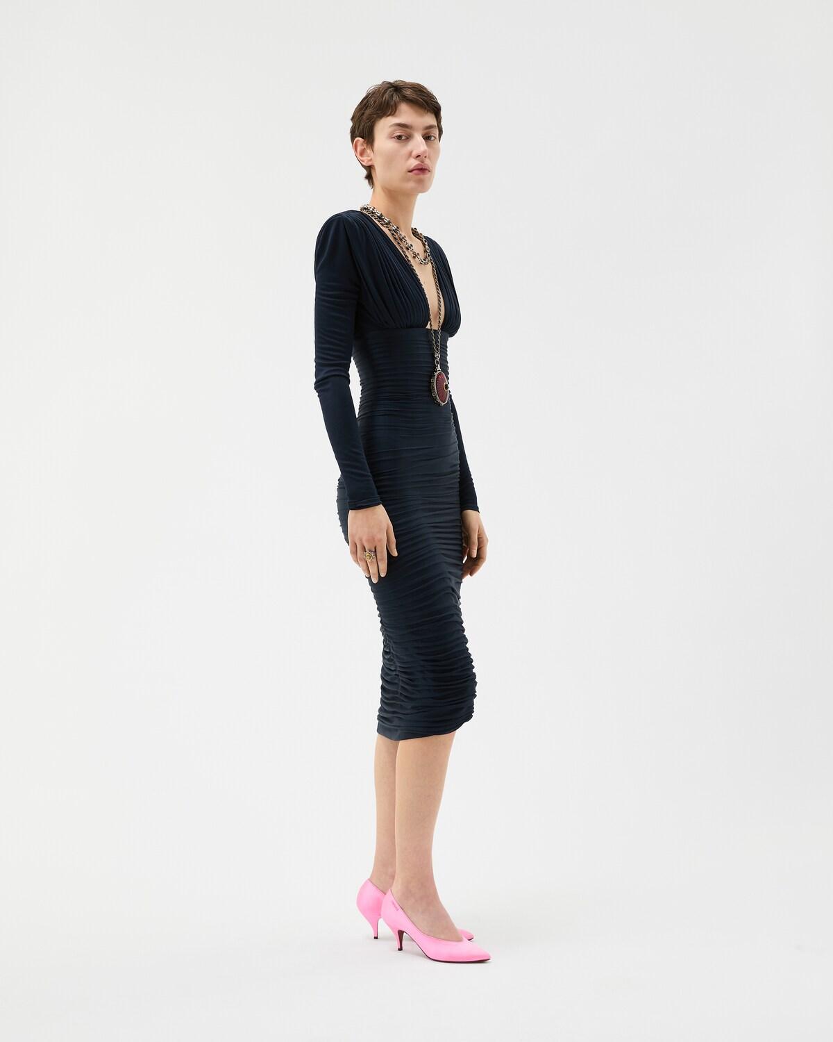 Draped Silk Cr??pe Jersey Midi Dress - Image 4