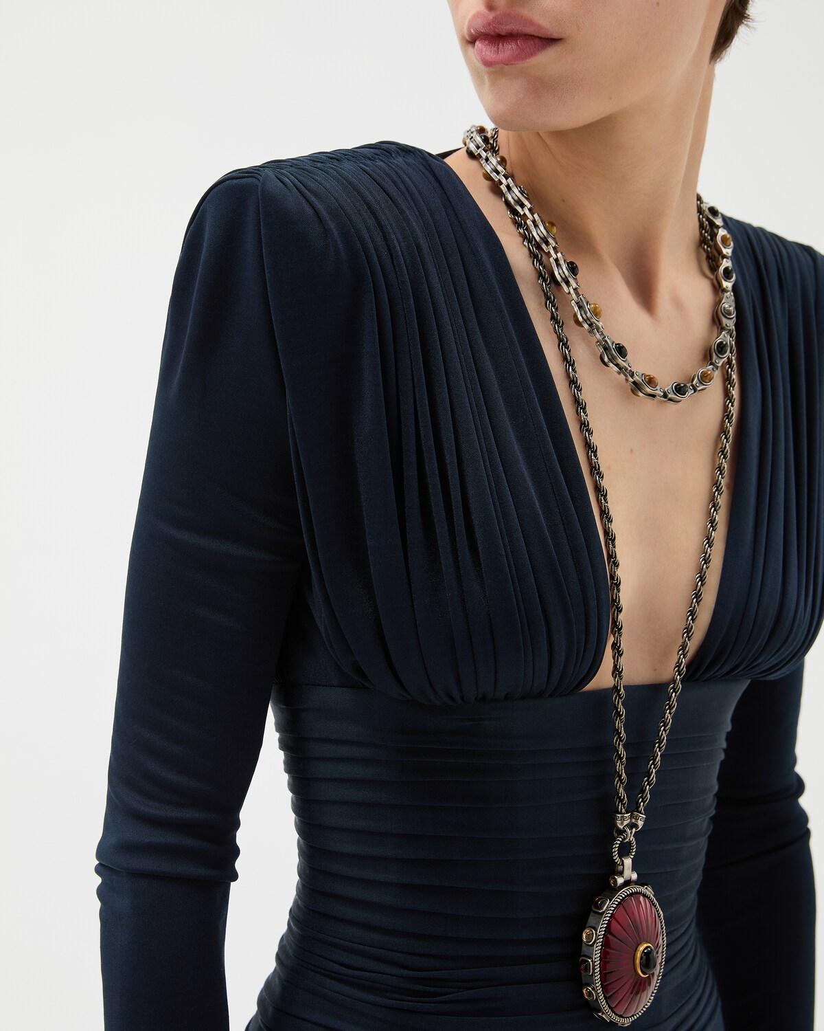 Draped Silk Cr??pe Jersey Midi Dress - Image 5