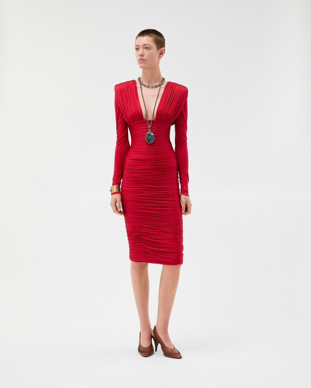 Draped Silk Cr??pe Jersey Midi Dress - Image 2