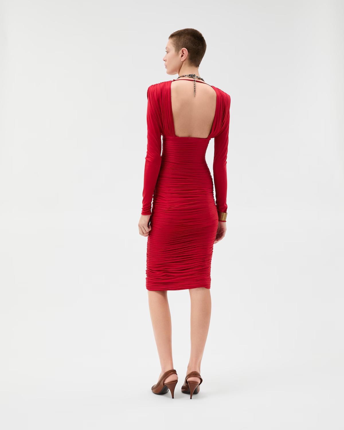 Draped Silk Cr??pe Jersey Midi Dress - Image 3