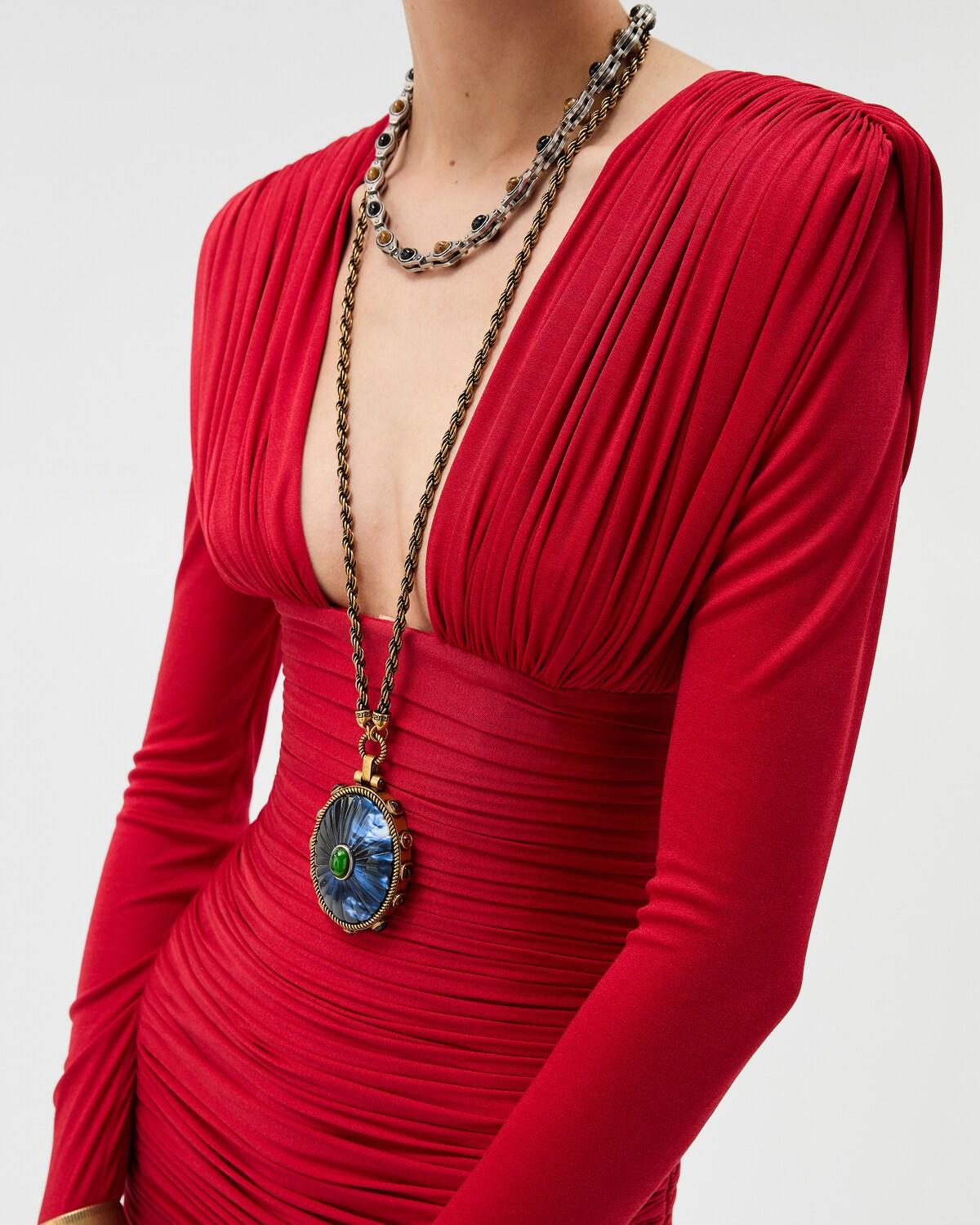 Draped Silk Cr??pe Jersey Midi Dress - Image 4