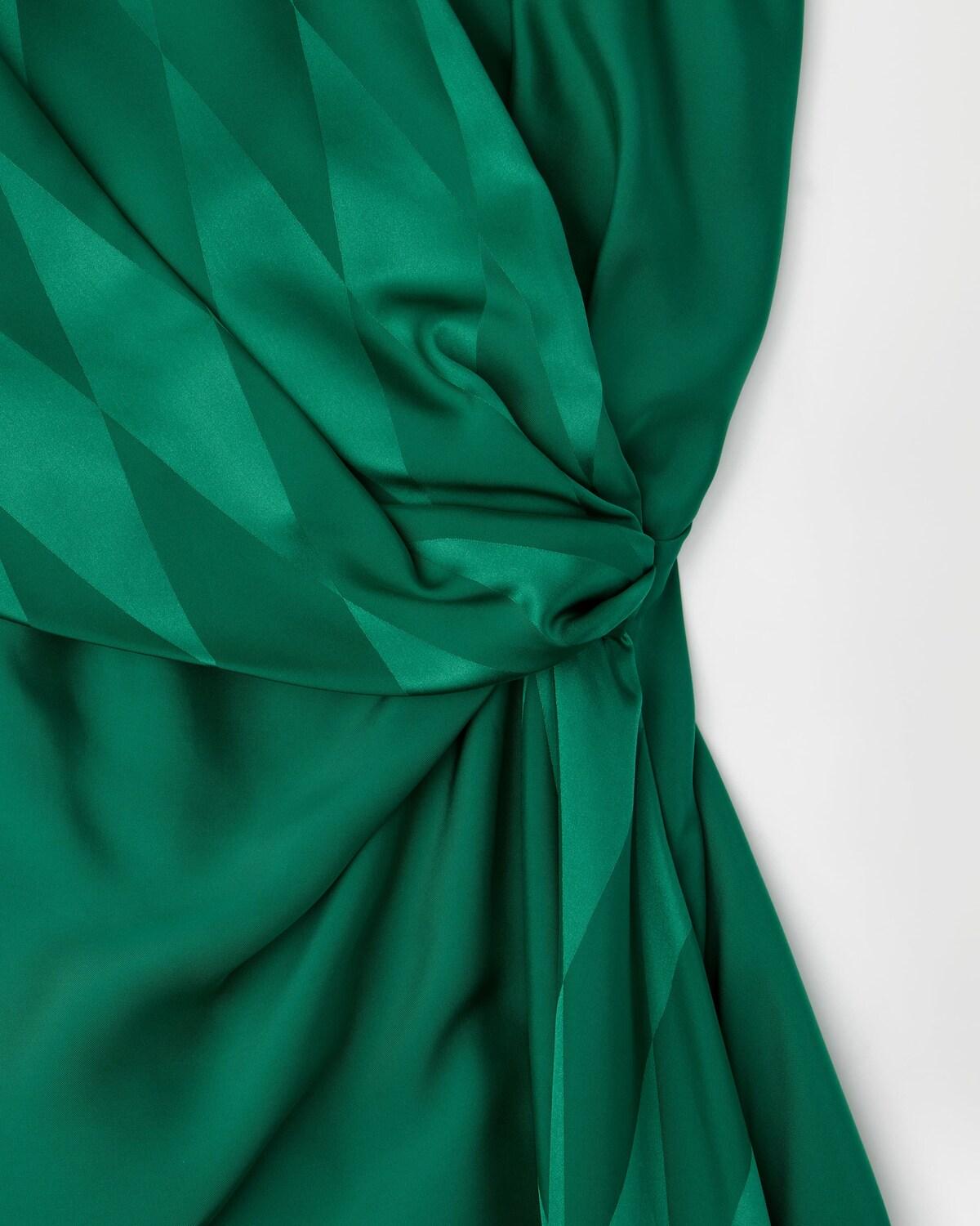 Jacquard Silk Draped Midi Dress - Image 2