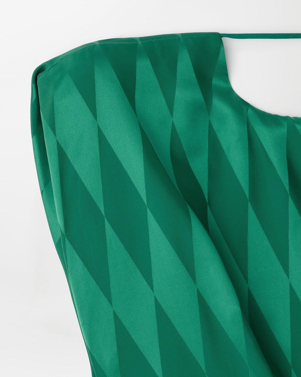 Jacquard Silk Draped Midi Dress - Image 4