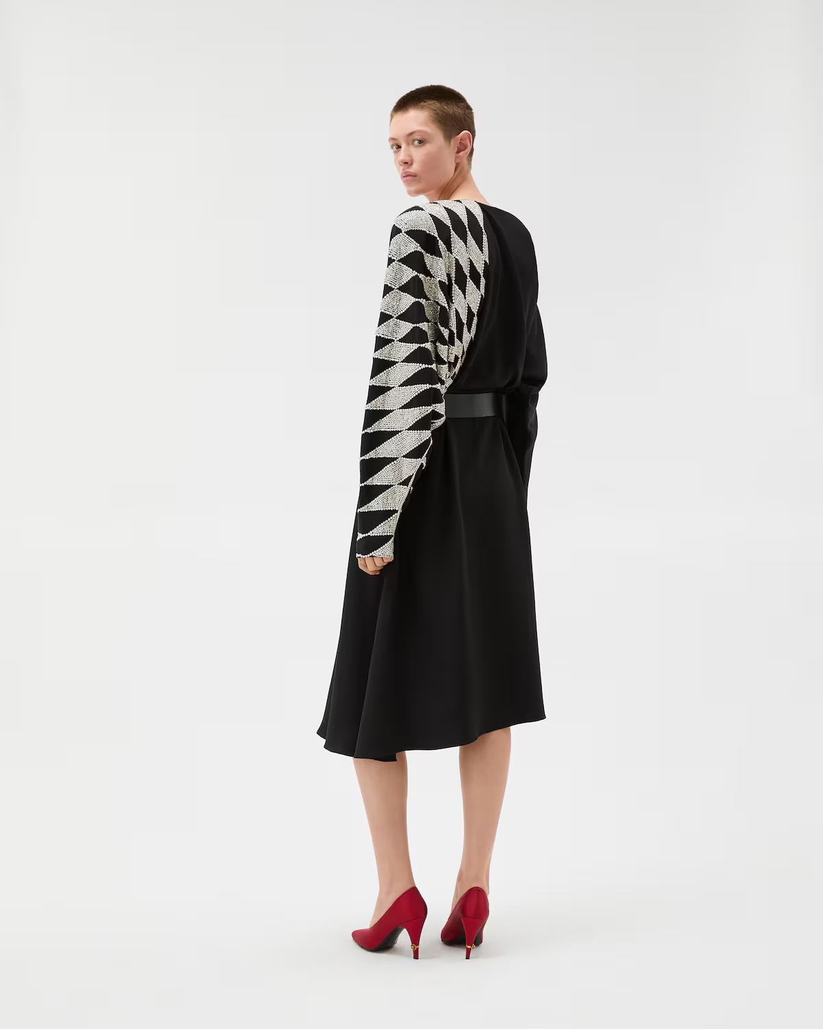 Embroidered Silk Midi Evening Dress - Image 3