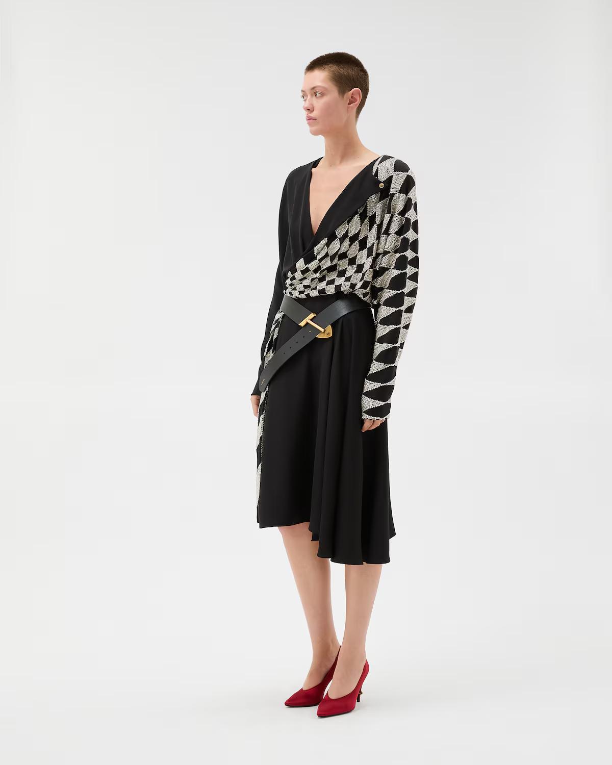 Embroidered Silk Midi Evening Dress - Image 4