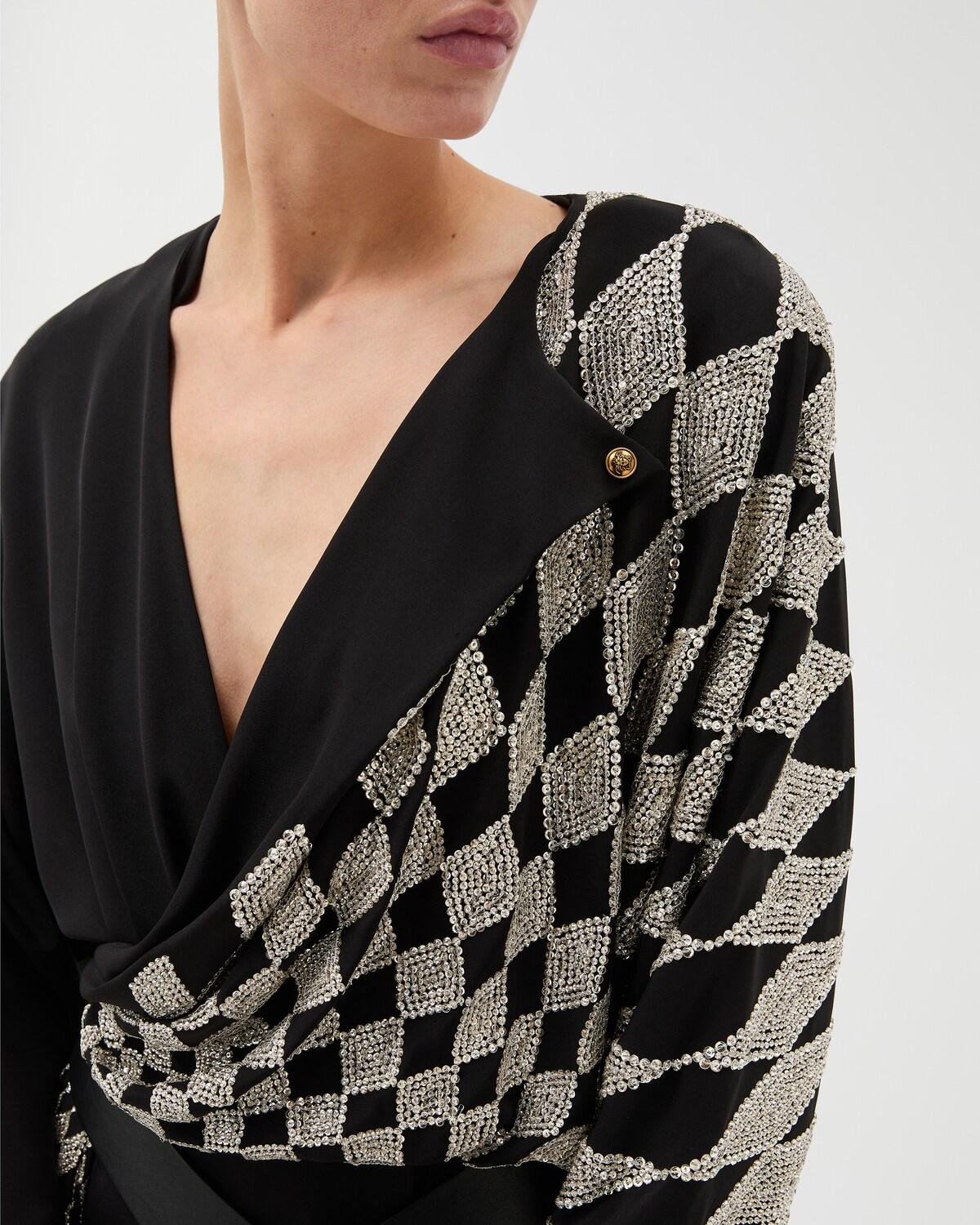 Embroidered Silk Midi Evening Dress - Image 5