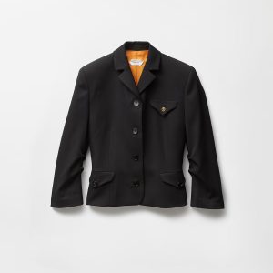 Draped Grain De Poudre Wool Jacket
