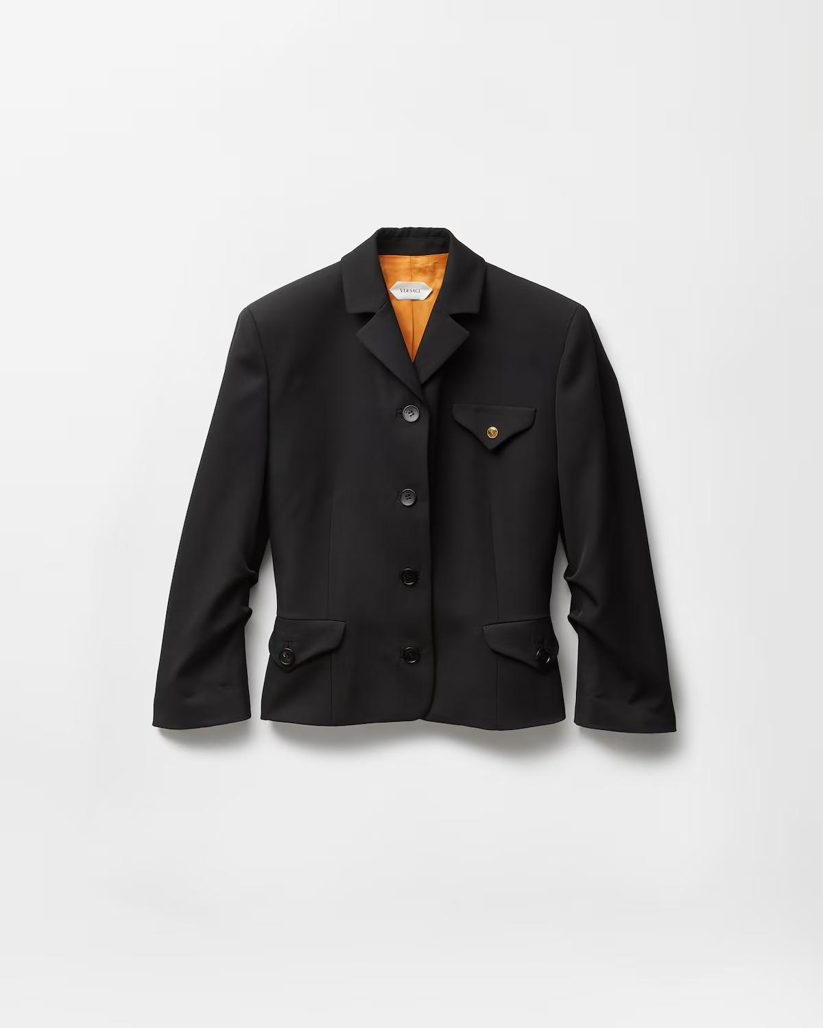 Draped Grain De Poudre Wool Jacket