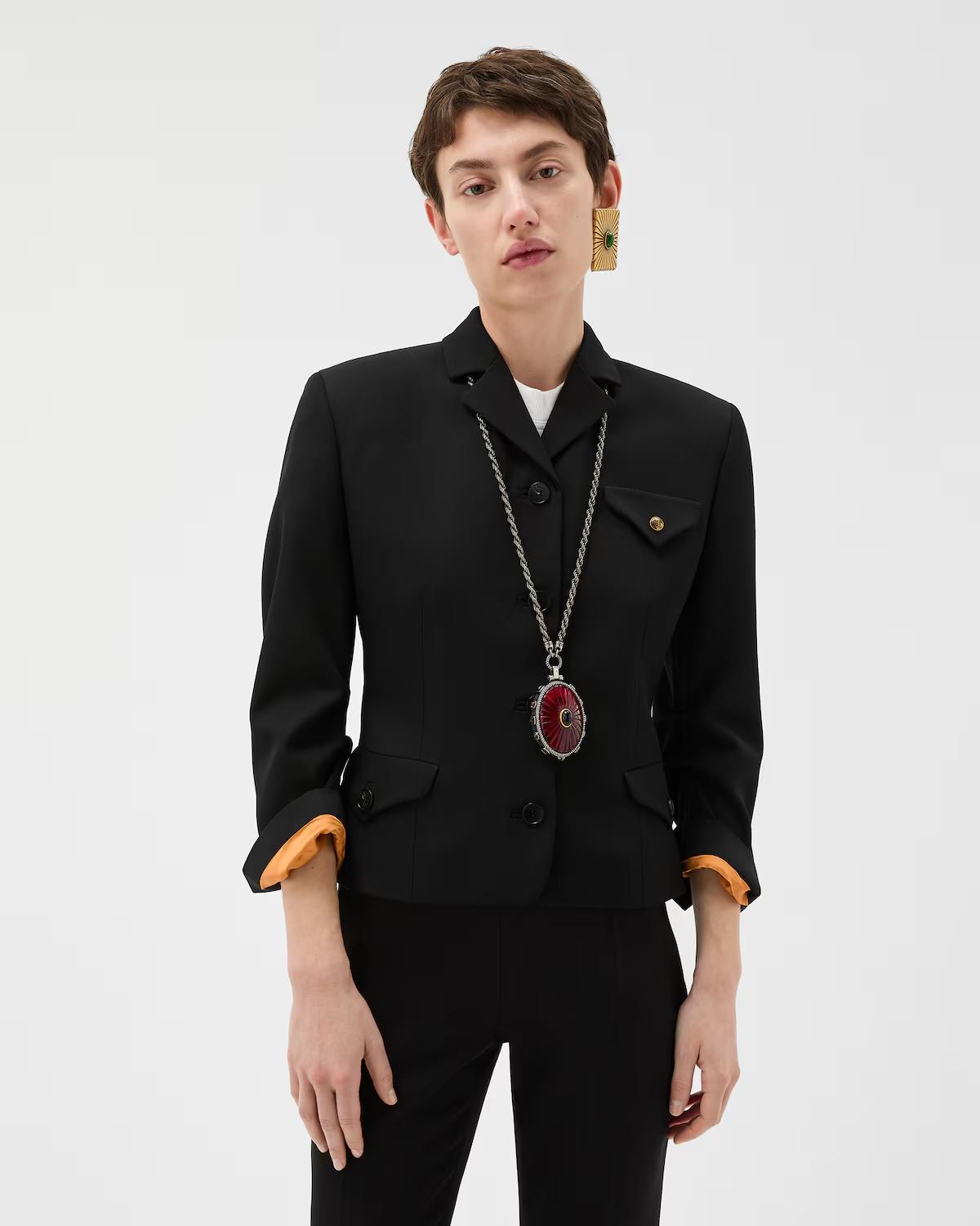 Draped Grain De Poudre Wool Jacket - Image 2