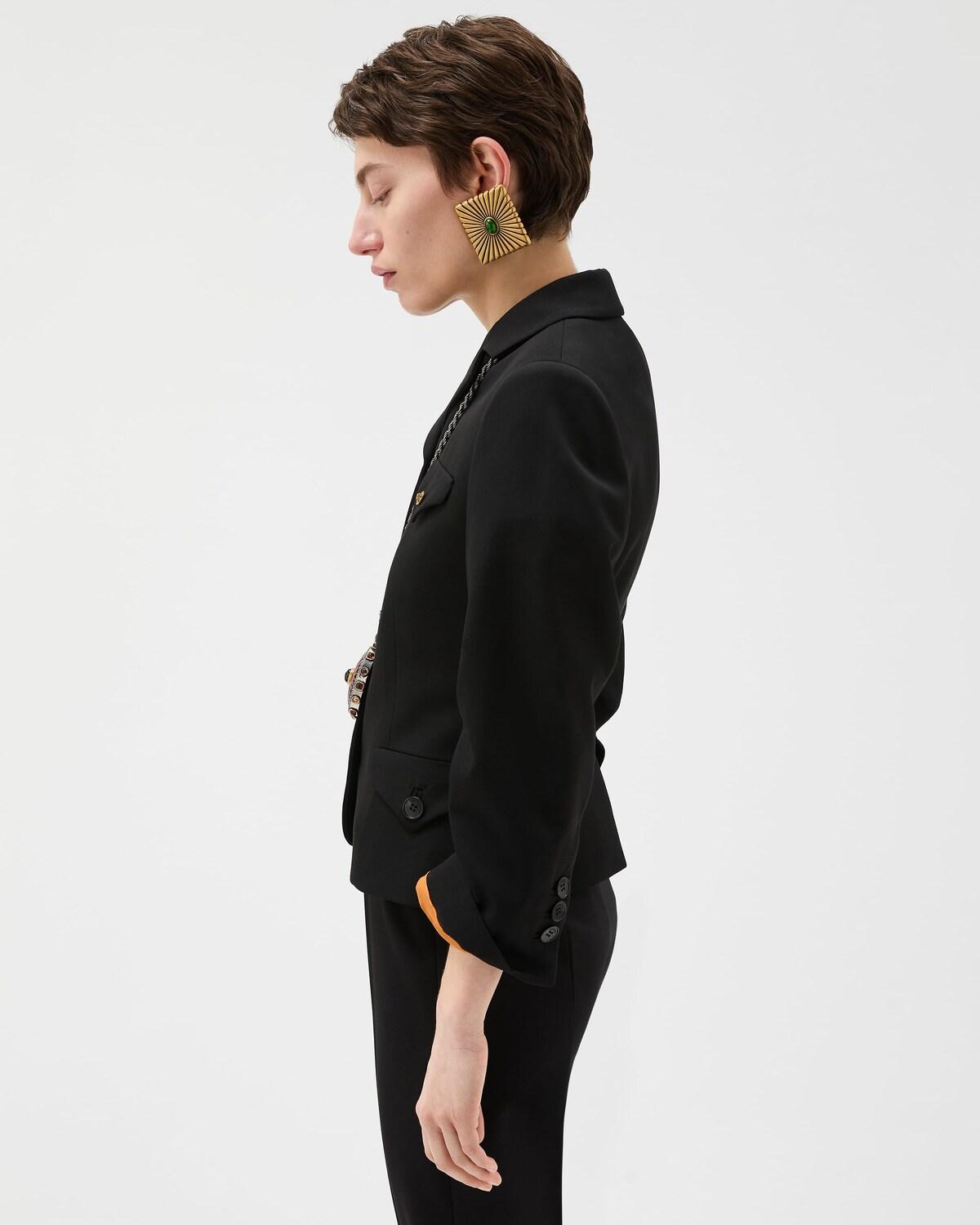 Draped Grain De Poudre Wool Jacket - Image 4