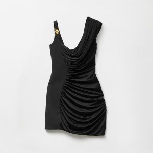 Envers-Satin Cr??pe Draped Mini Dress