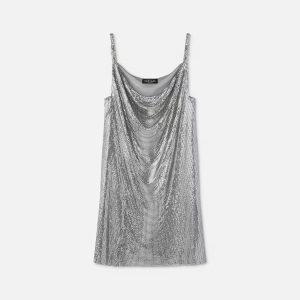 Metal Mesh Slip Mini Dress