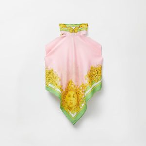 Printed Cotton & Silk Voile Cover-Up Top