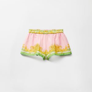 Printed Cotton & Silk Voile Cover-Up Shorts