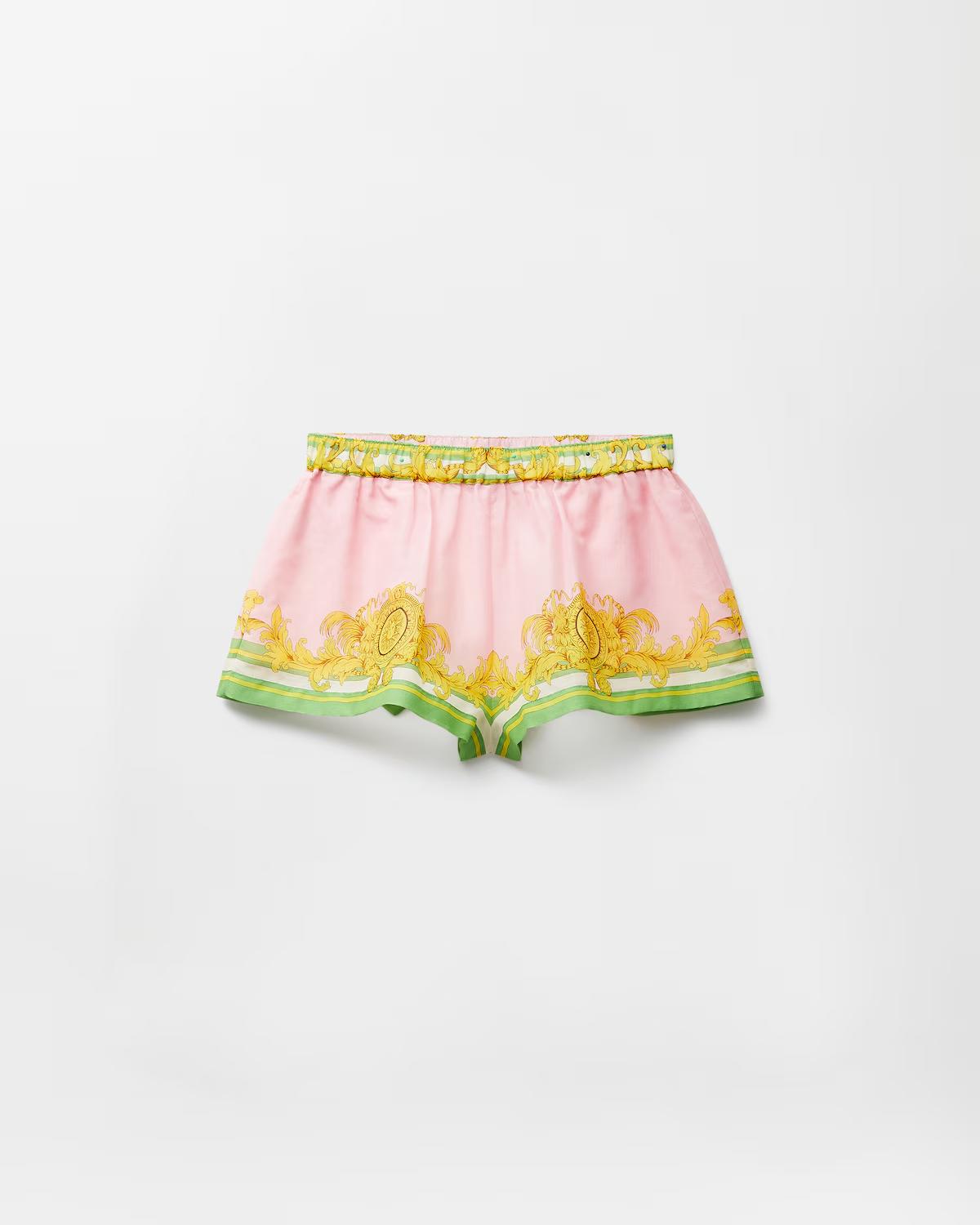 Printed Cotton & Silk Voile Cover-Up Shorts
