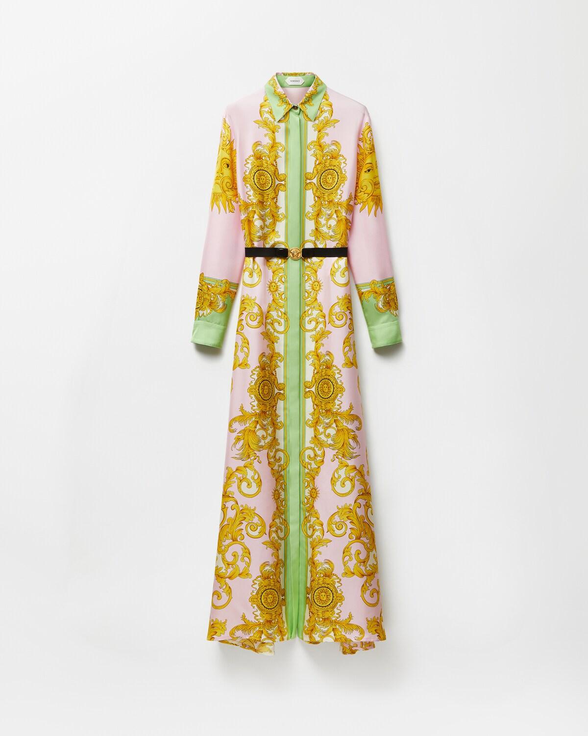 Printed Silk Twill Long Dress
