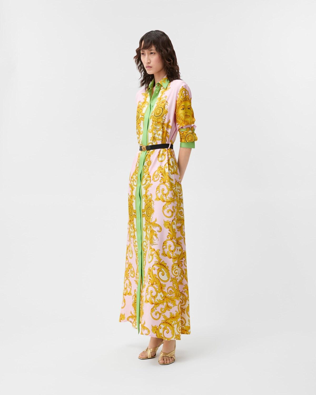 Printed Silk Twill Long Dress - Image 4