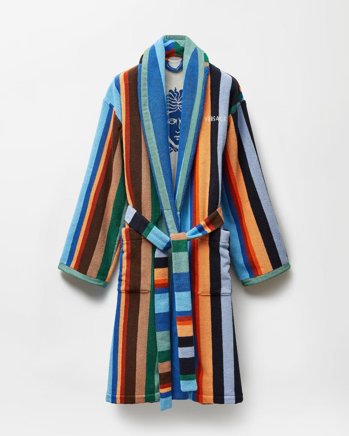 Striped Cotton-Terry Jacquard Bathrobe