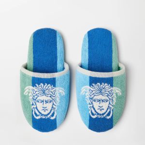 Striped Cotton-Terry Jacquard Slippers
