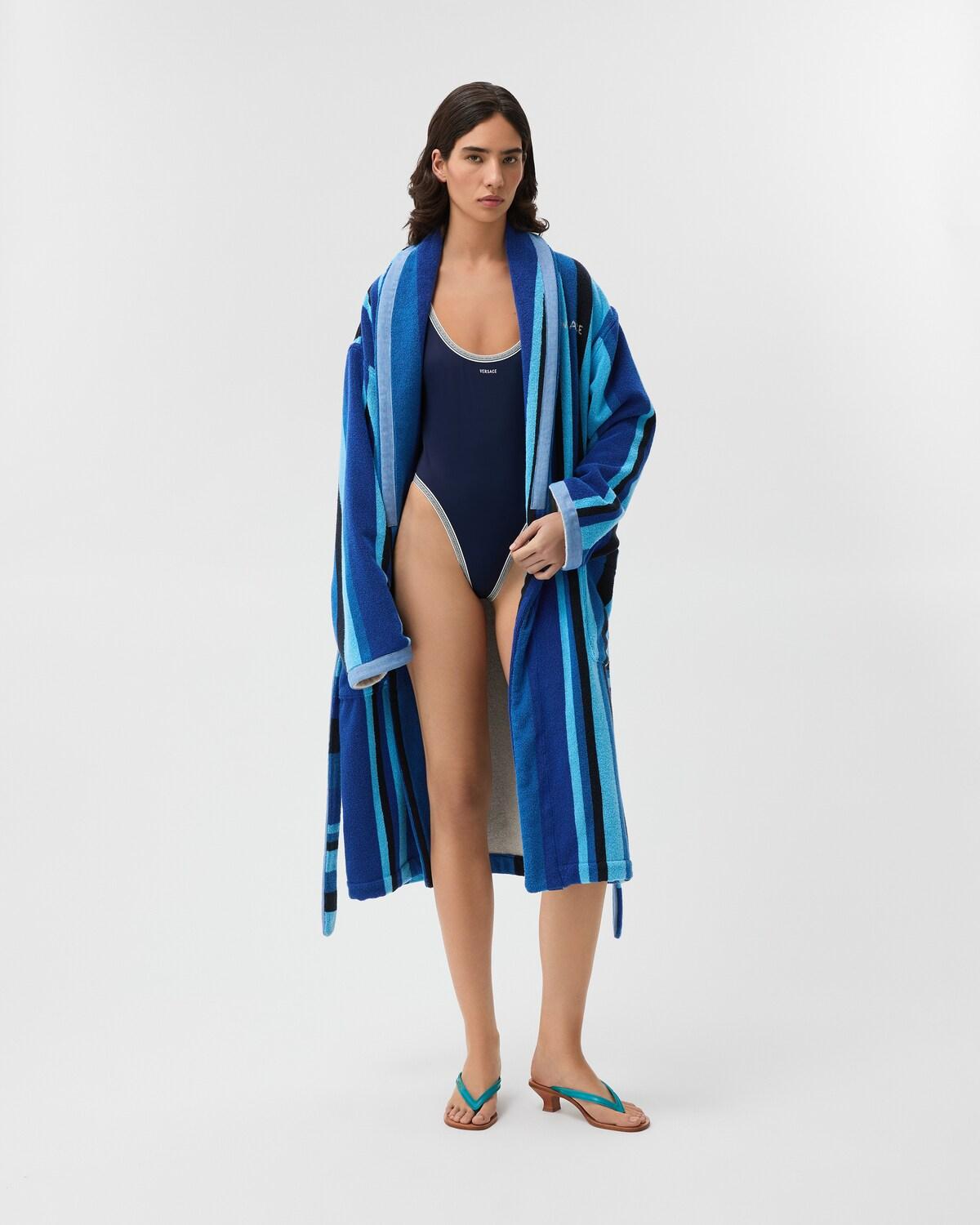Striped Cotton-Terry Jacquard Bathrobe - Image 2