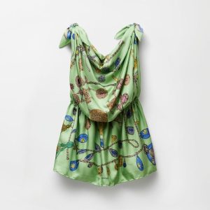 Printed Silk Twill Mini Dress