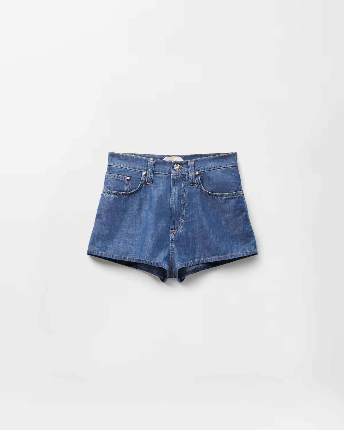 Chambray Denim Mini Shorts