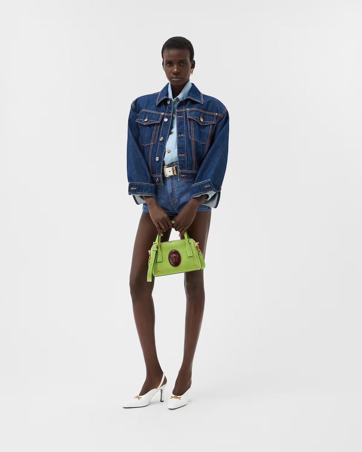 Chambray Denim Mini Shorts - Image 2