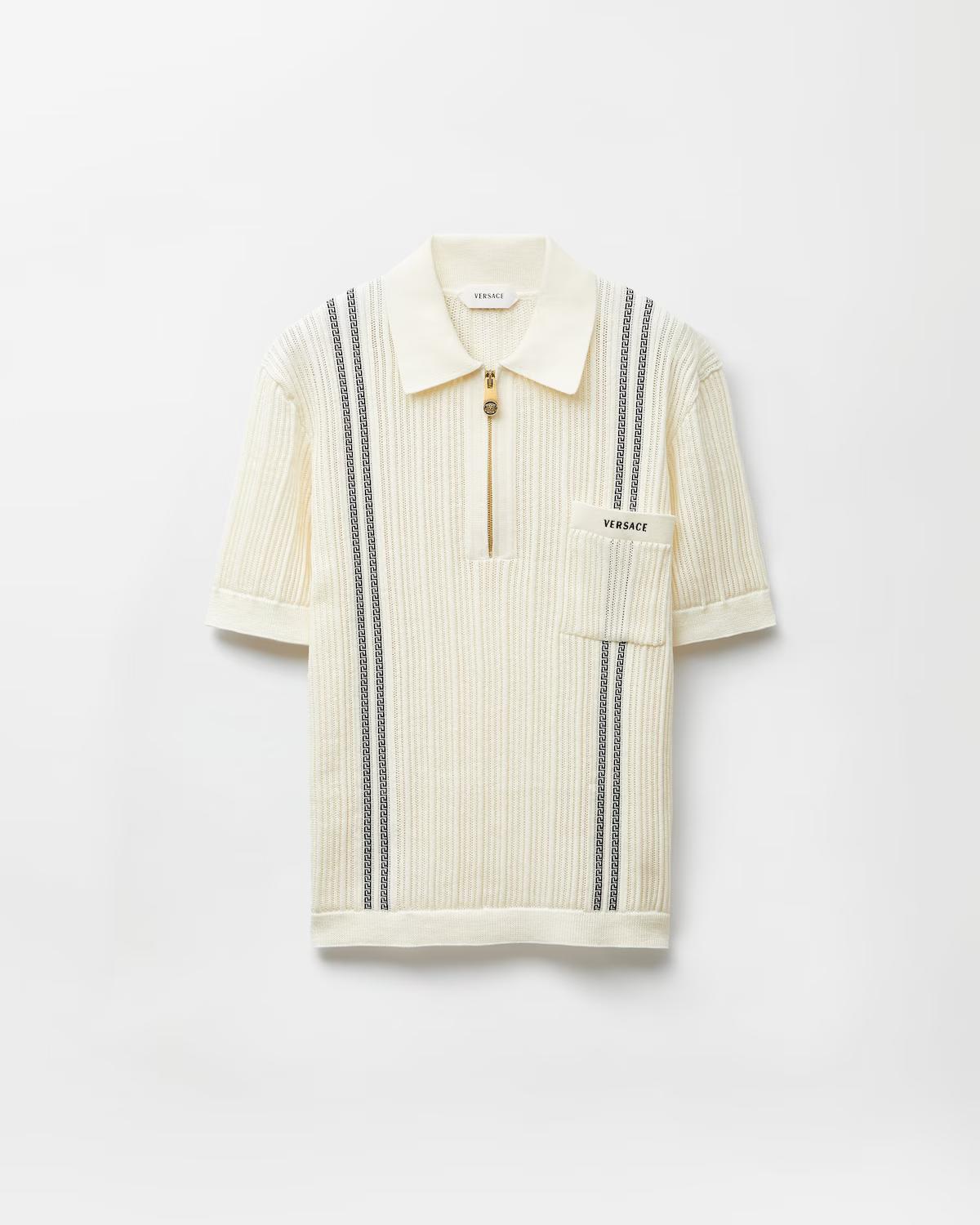 Embroidered Logo Cotton Knit Polo Shirt