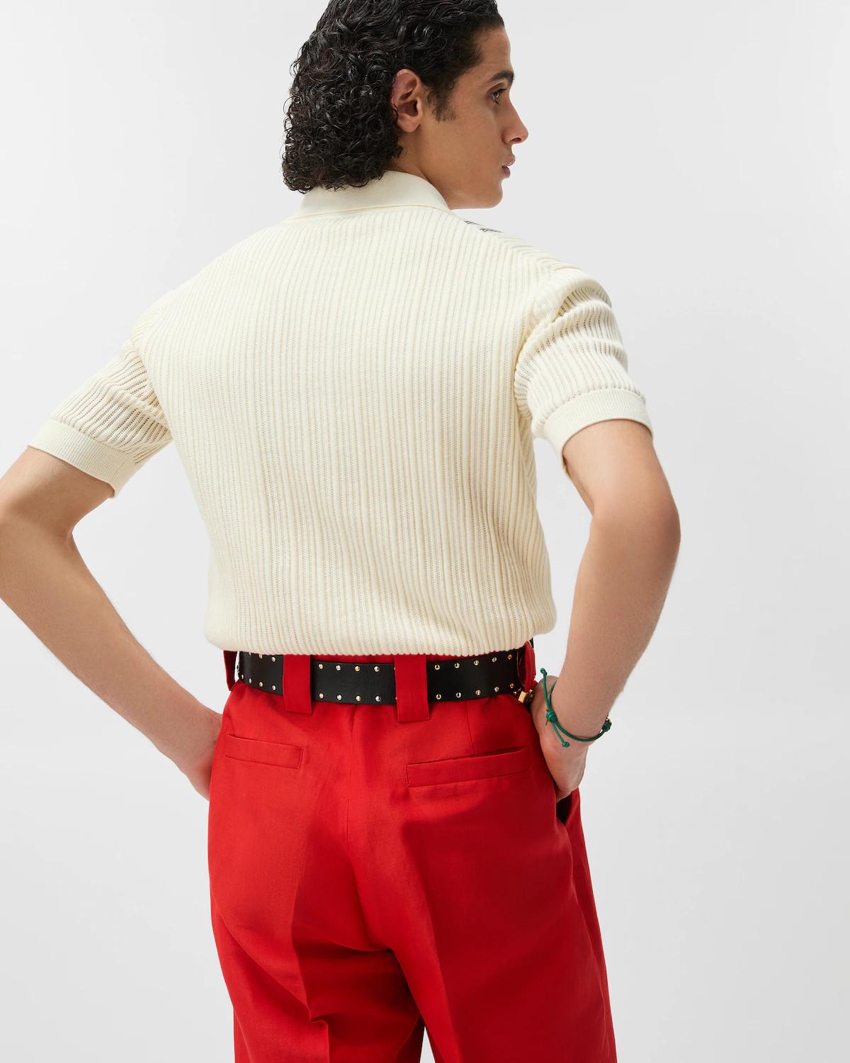 Embroidered Logo Cotton Knit Polo Shirt - Image 3