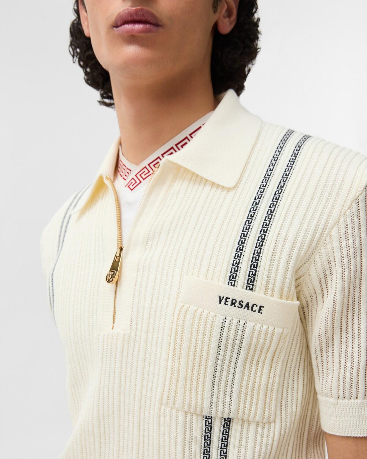 Embroidered Logo Cotton Knit Polo Shirt - Image 4
