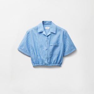 Jacquard Cotton-Silk Crop Shirt