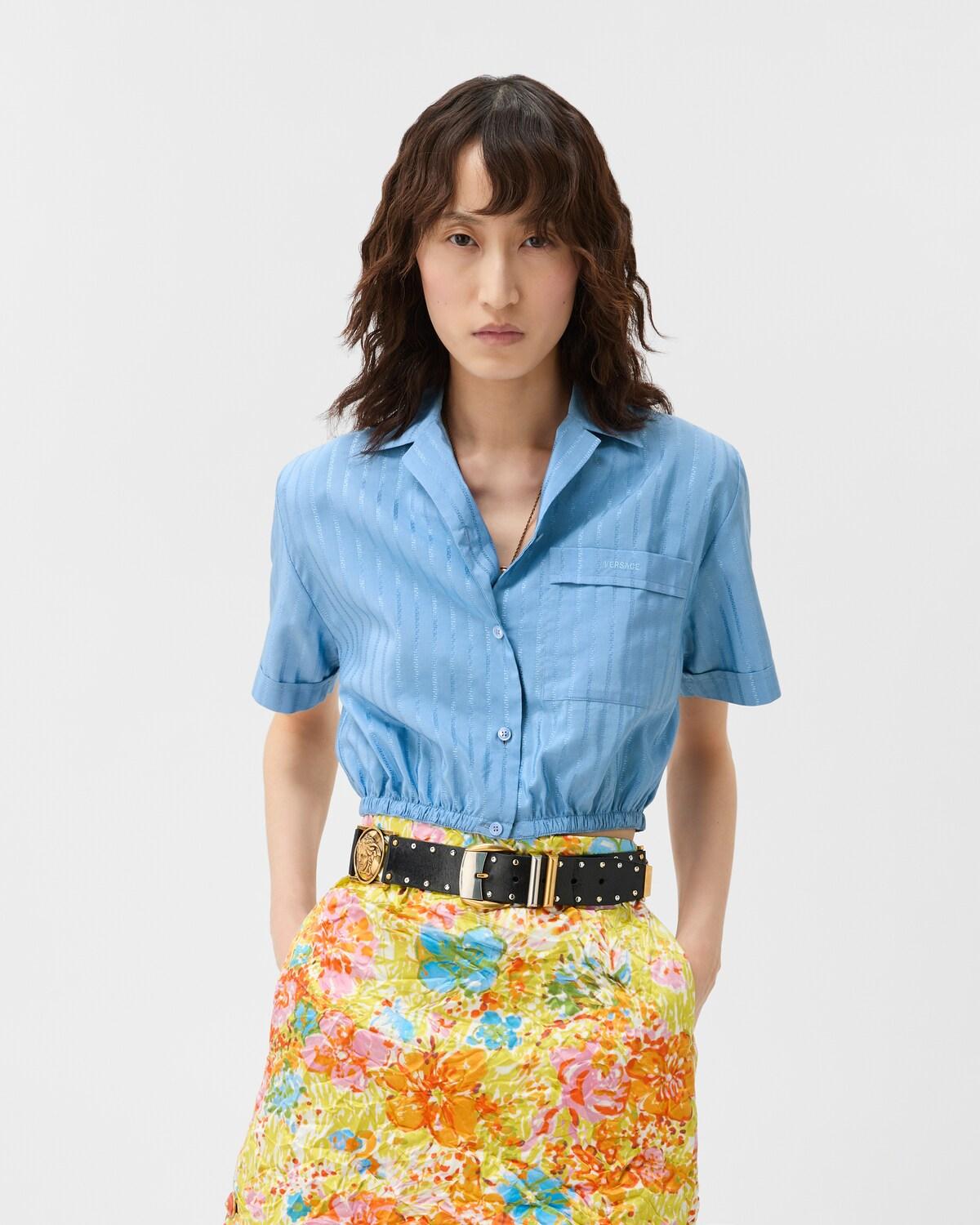 Jacquard Cotton-Silk Crop Shirt - Image 2