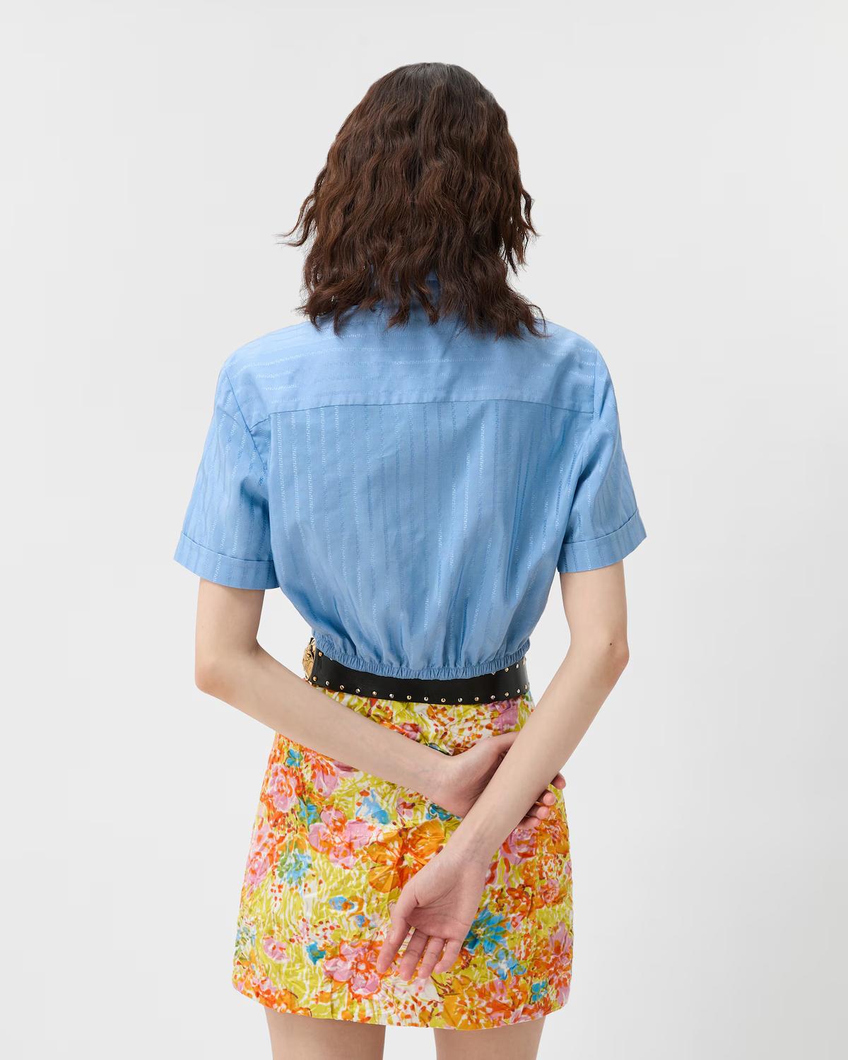 Jacquard Cotton-Silk Crop Shirt - Image 3