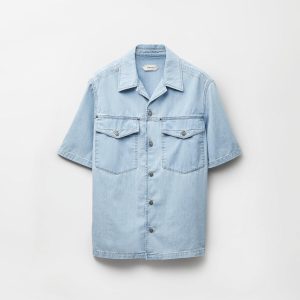 Embroidered-Logo Denim Cotton Shirt