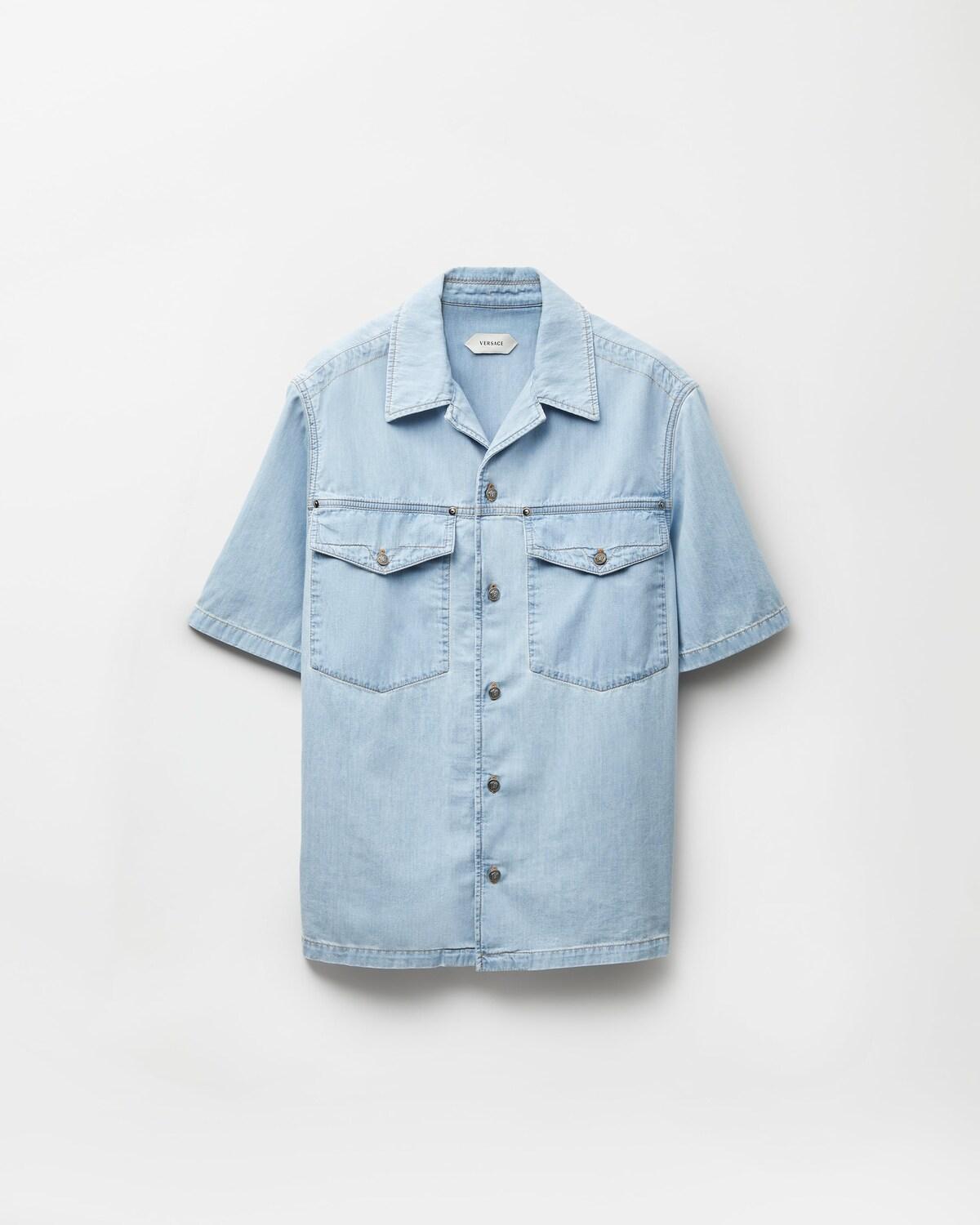 Embroidered-Logo Denim Cotton Shirt