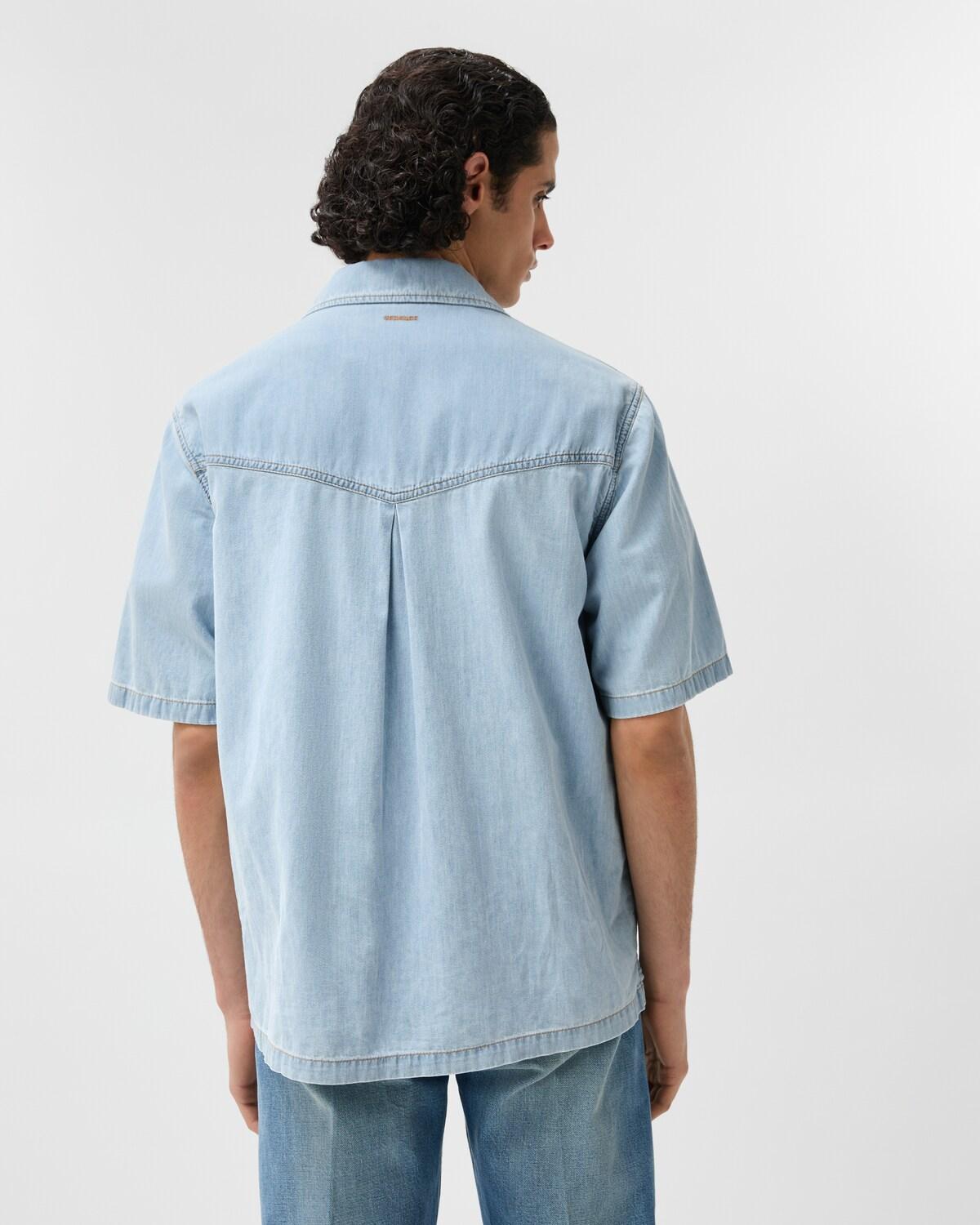 Embroidered-Logo Denim Cotton Shirt - Image 3