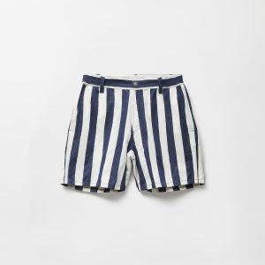 Striped Cotton Denim Shorts