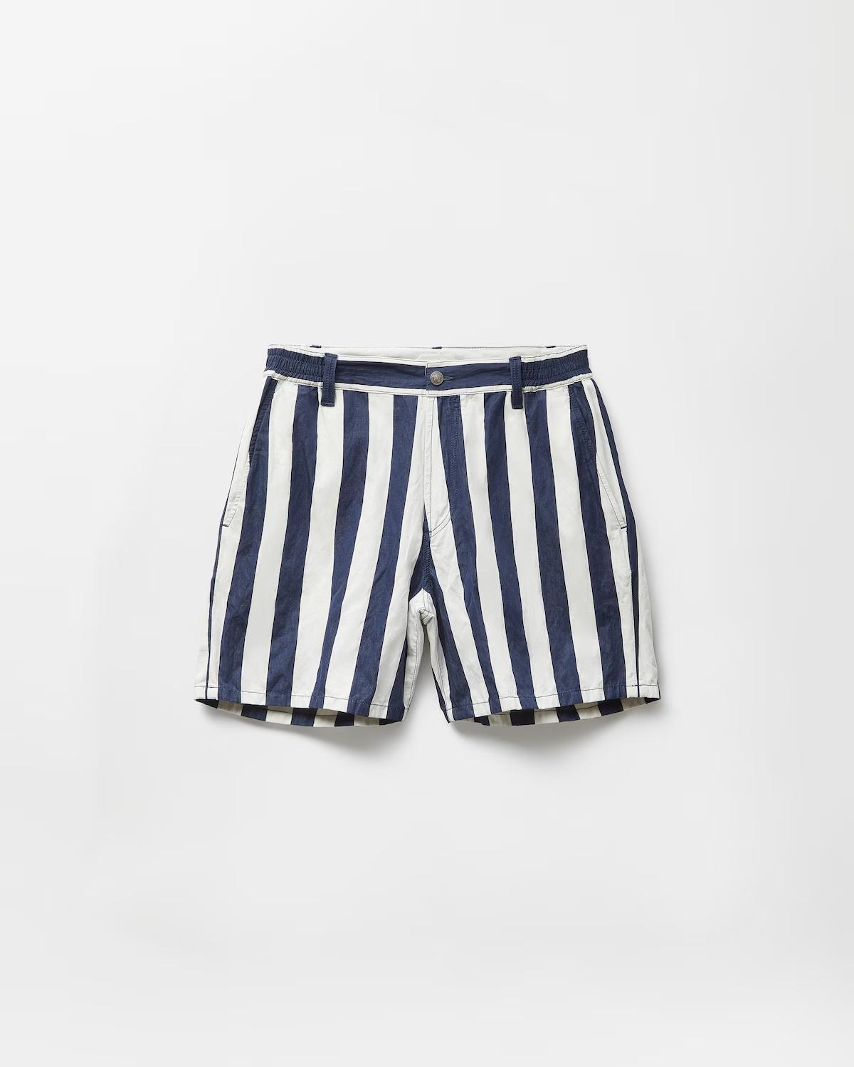 Striped Cotton Denim Shorts