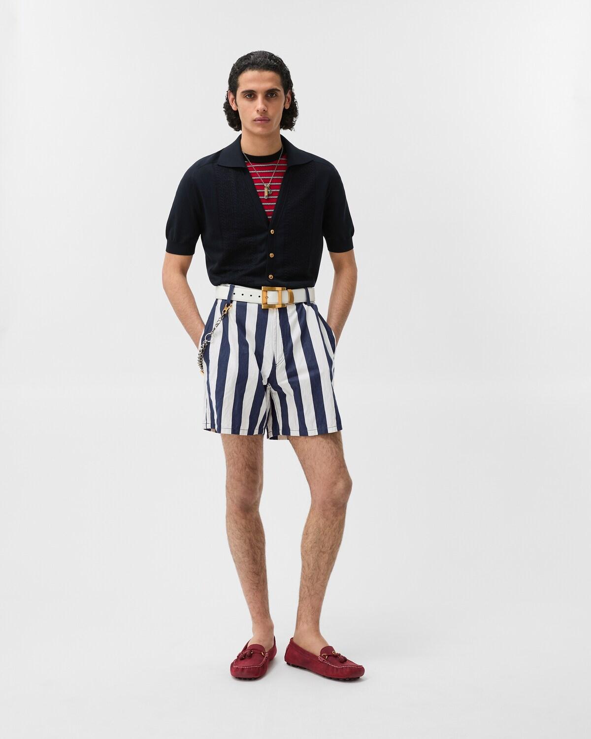 Striped Cotton Denim Shorts - Image 2