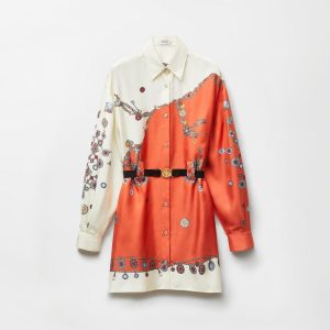 Printed Silk Twill Mini Dress